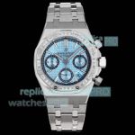 Swiss 1:1 Clone Audemars Piguet Royal Oak Lady 7750 Baby Blue Baguettes Watch 